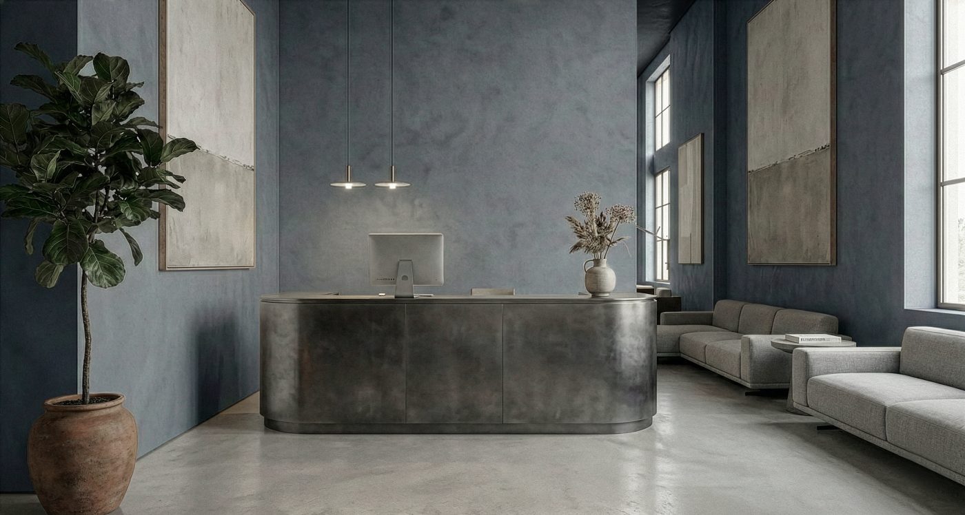 A Modern Interior showcasing VP Suede Product on Walls.

